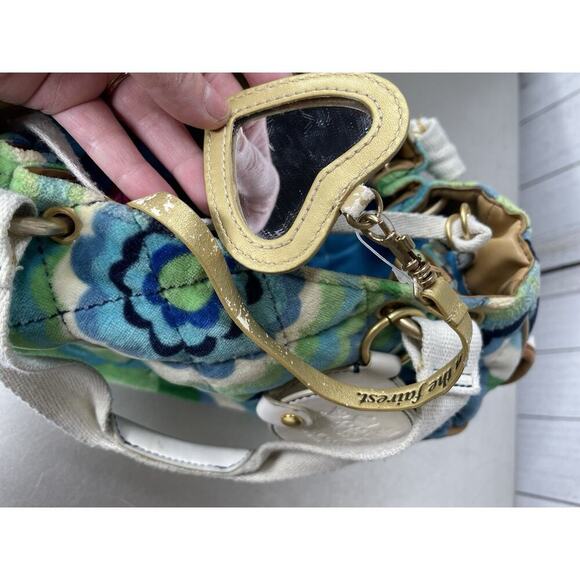 Vintage Juicy Couture Bag Satchel Handbag Y2K Terry Psychedelic Paisley Green - Picture 9 of 14